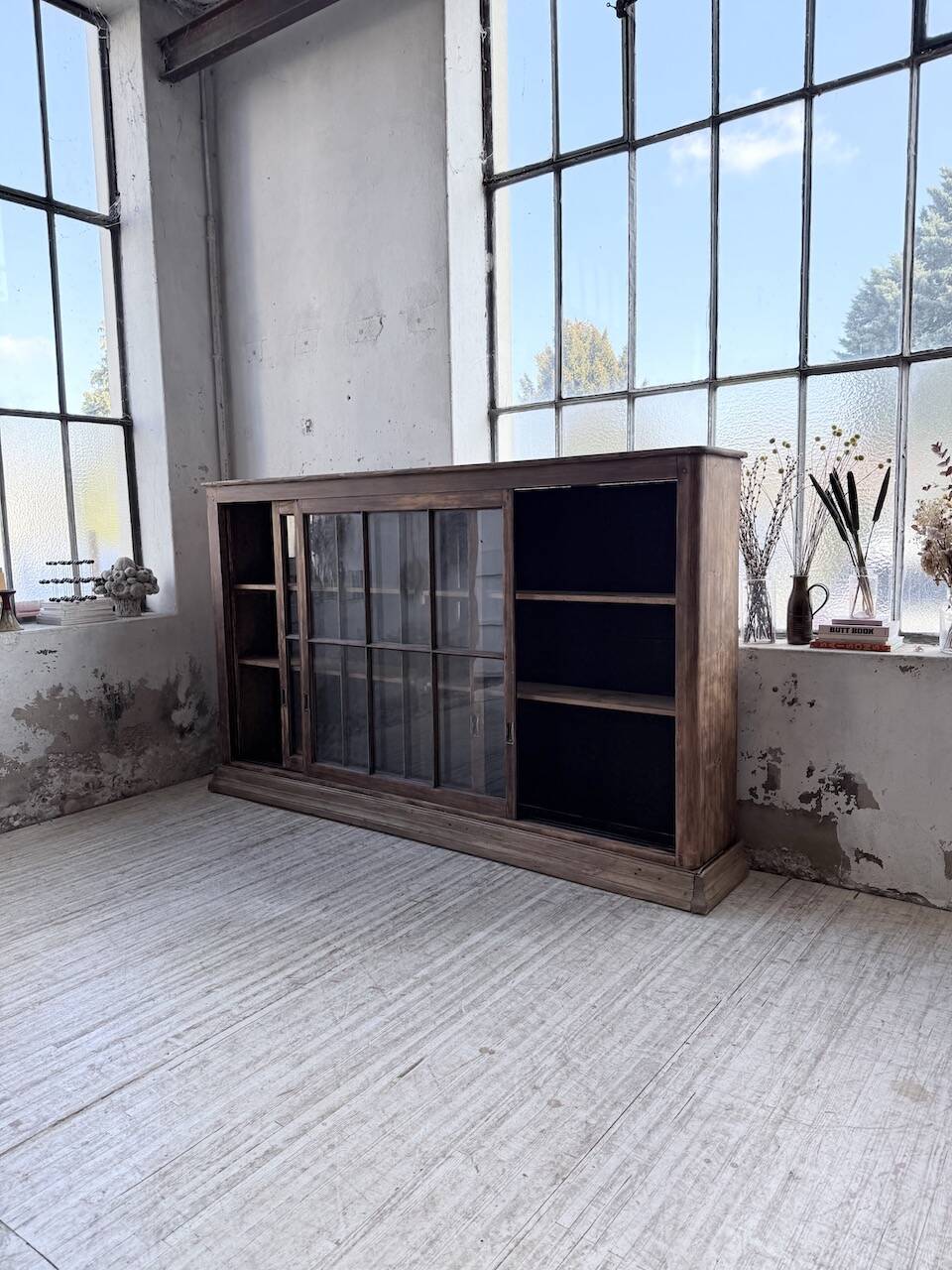 Enfilade meuble de métier XXL portes vitrées