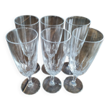 Set of 6 vintage champagne flutes in chiseled crystal