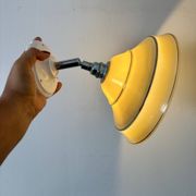 Vintage lampshade in yellow opaline with silver trim.