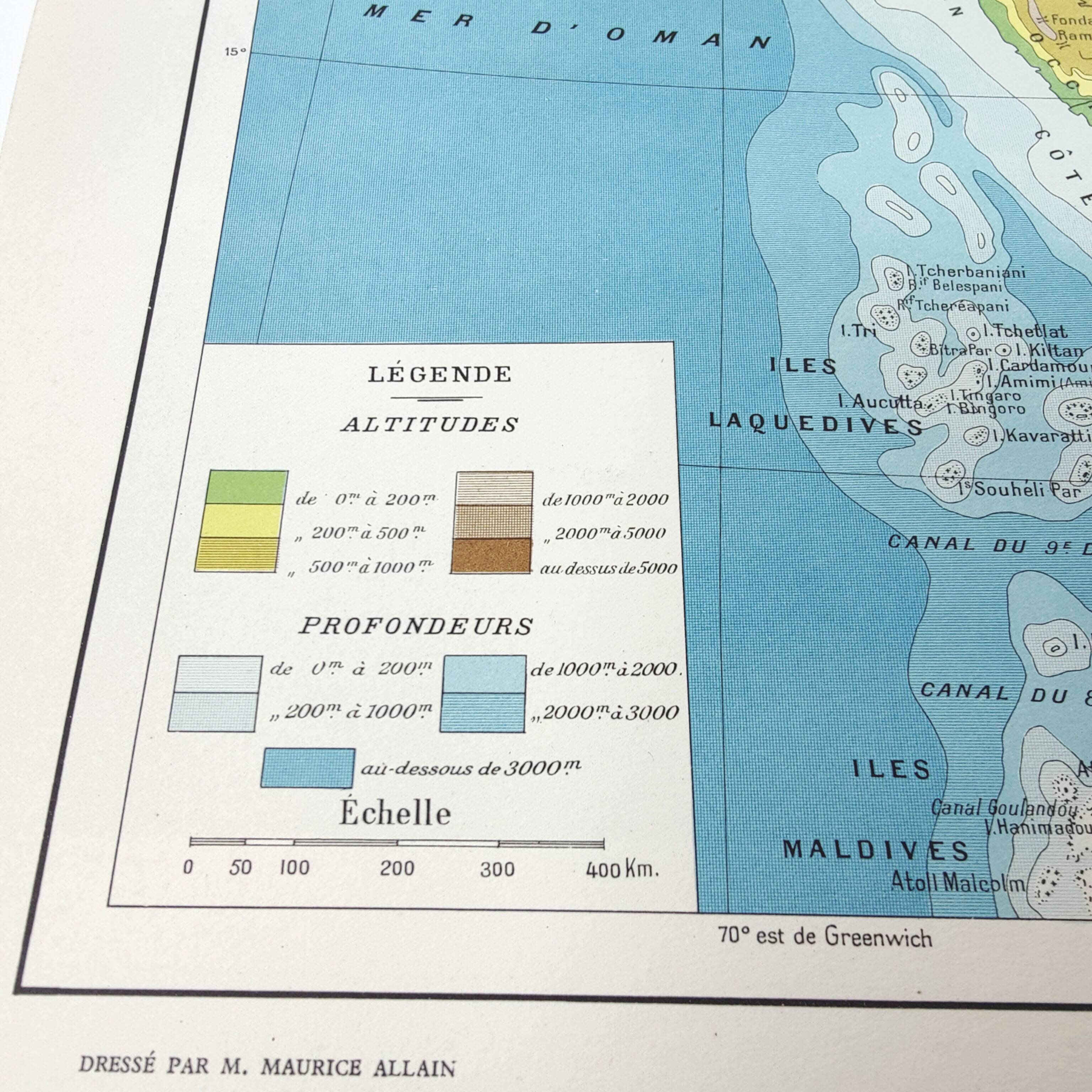 Vintage India map 43x43cm from 1950