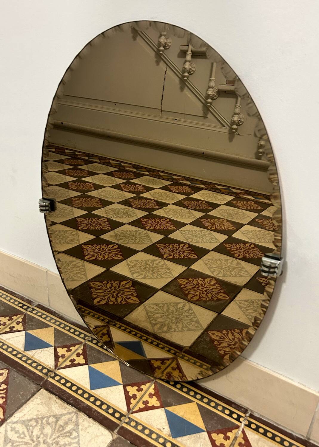 Vintage beveled smoked mirror