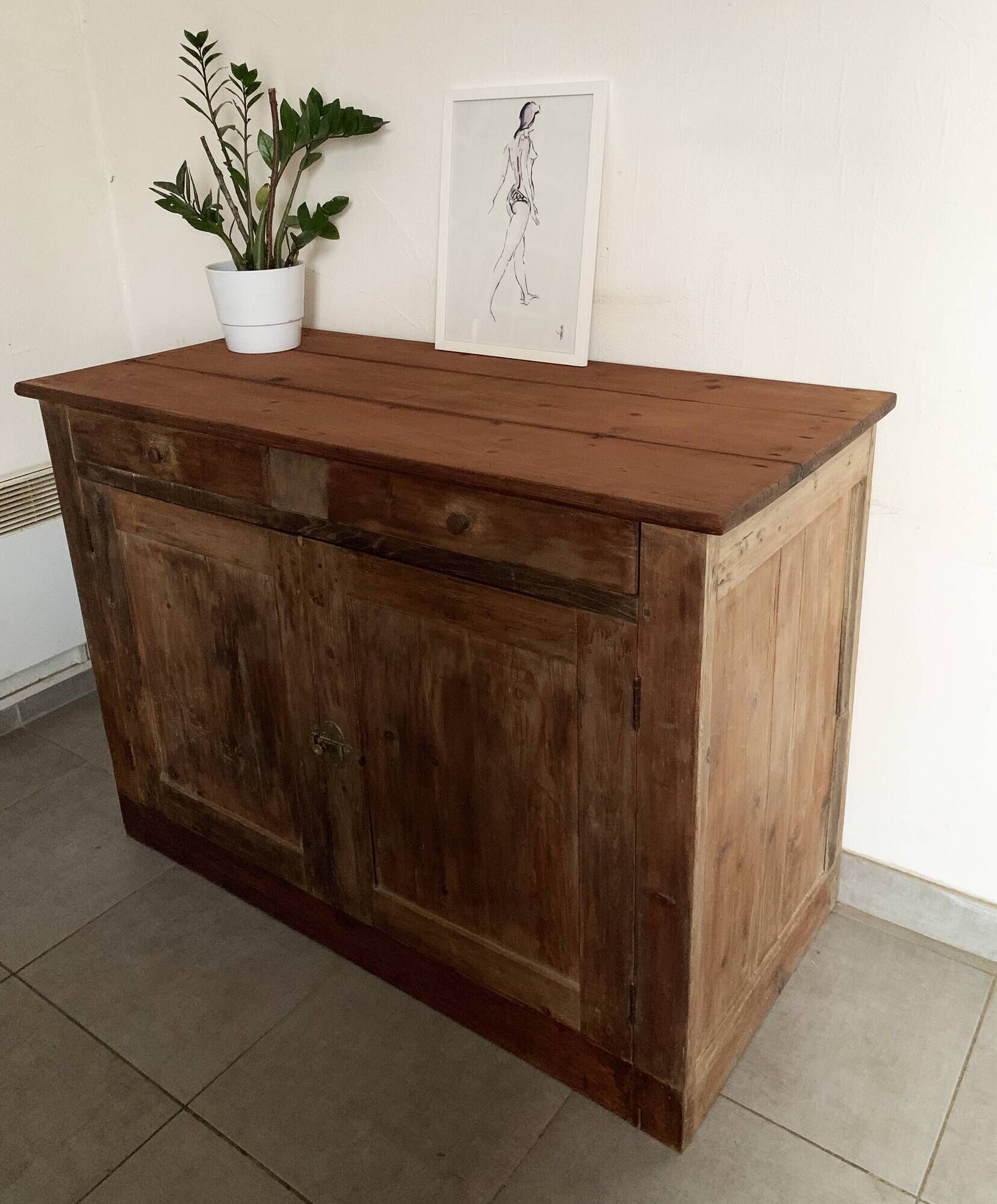 Vintage parisian buffet of the 50s in oak wood