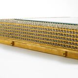 1960s brass wall backlit mirror, frame with glass beads by Palwa