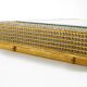 1960s brass wall backlit mirror, frame with glass beads by Palwa