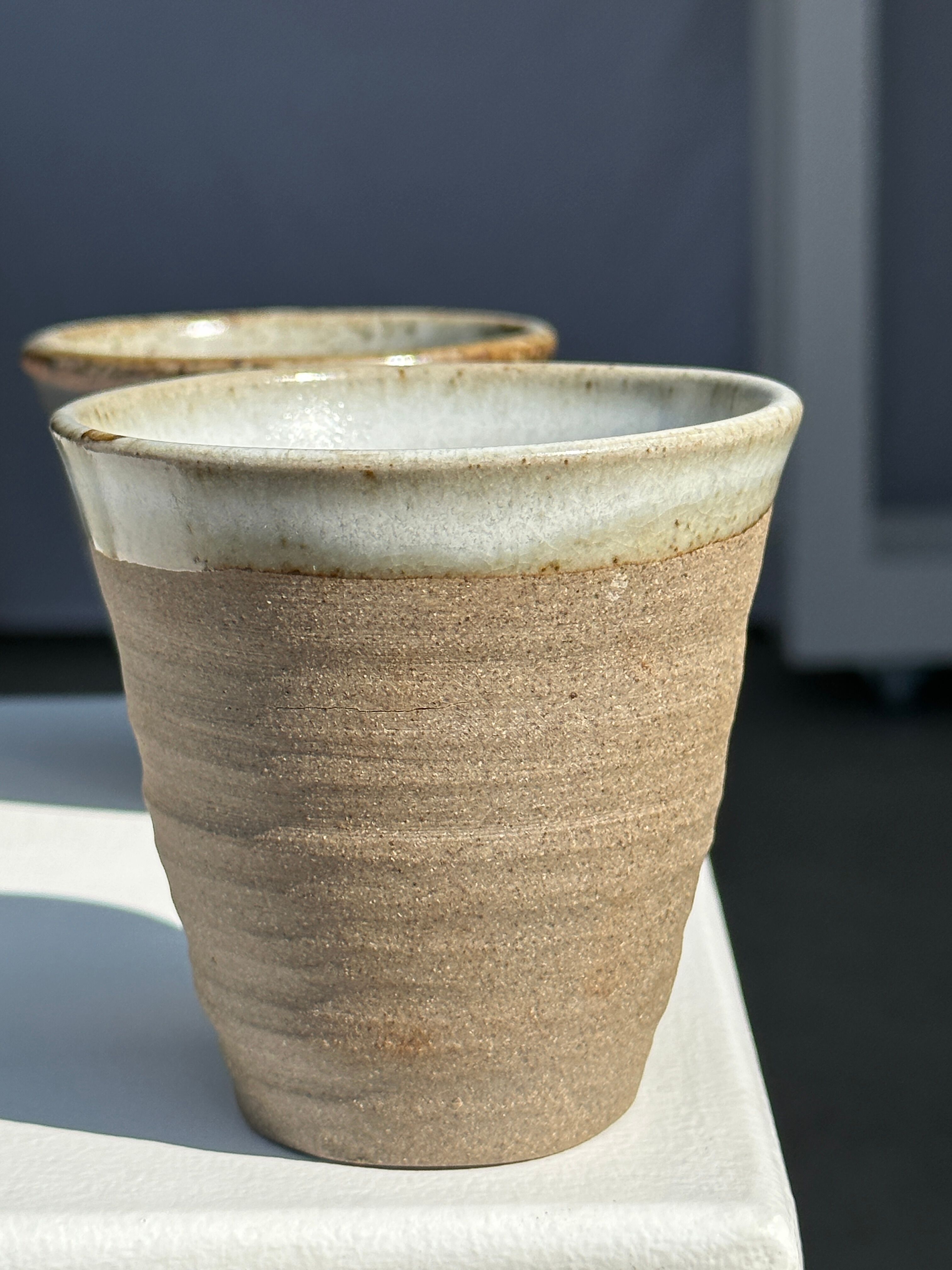 Set of 3 cups / mug in Indonesian ceramic (black, matte brown & speckled glazed)