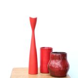 Red scandinavian wooden candlestick