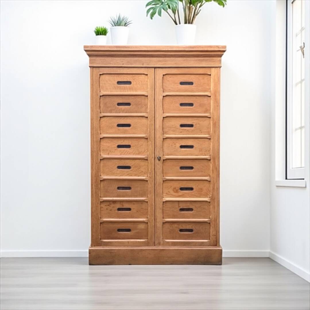 Solid raw oak notary cabinet, 1920