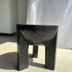 Black mango wood tripod side table with a semi-spherical top, height: 45 cm, diameter: 44 cm.