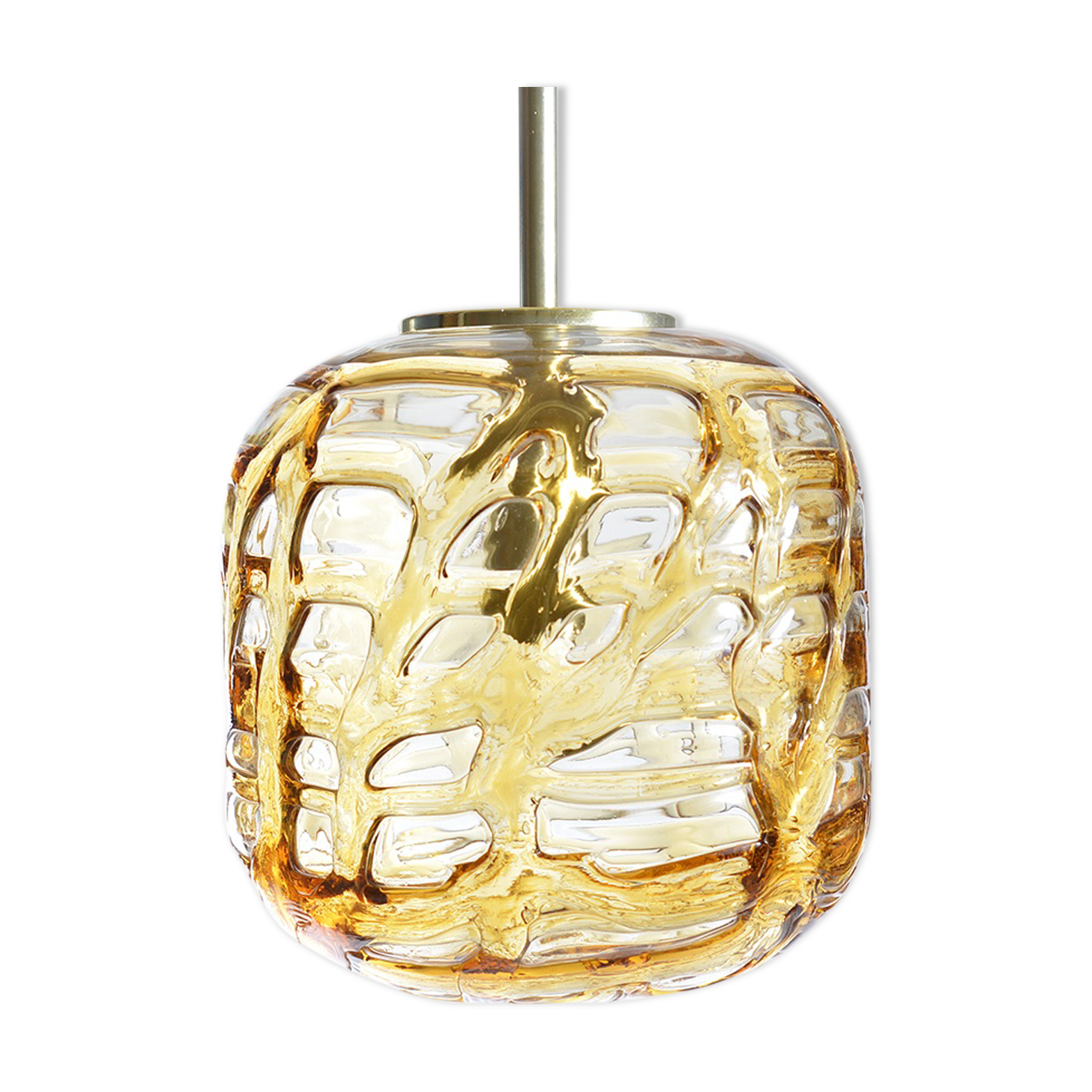 Golden Glass Ceiling Light by Doria, Germany 1970s