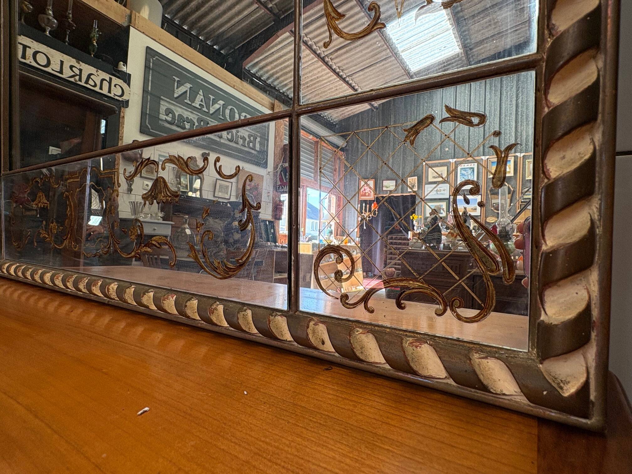 Large antique engraved and gilded wall mirror – Venetian style