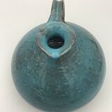 Ball-shaped vase in blue enamelled stoneware by Gérard HOFFMANN