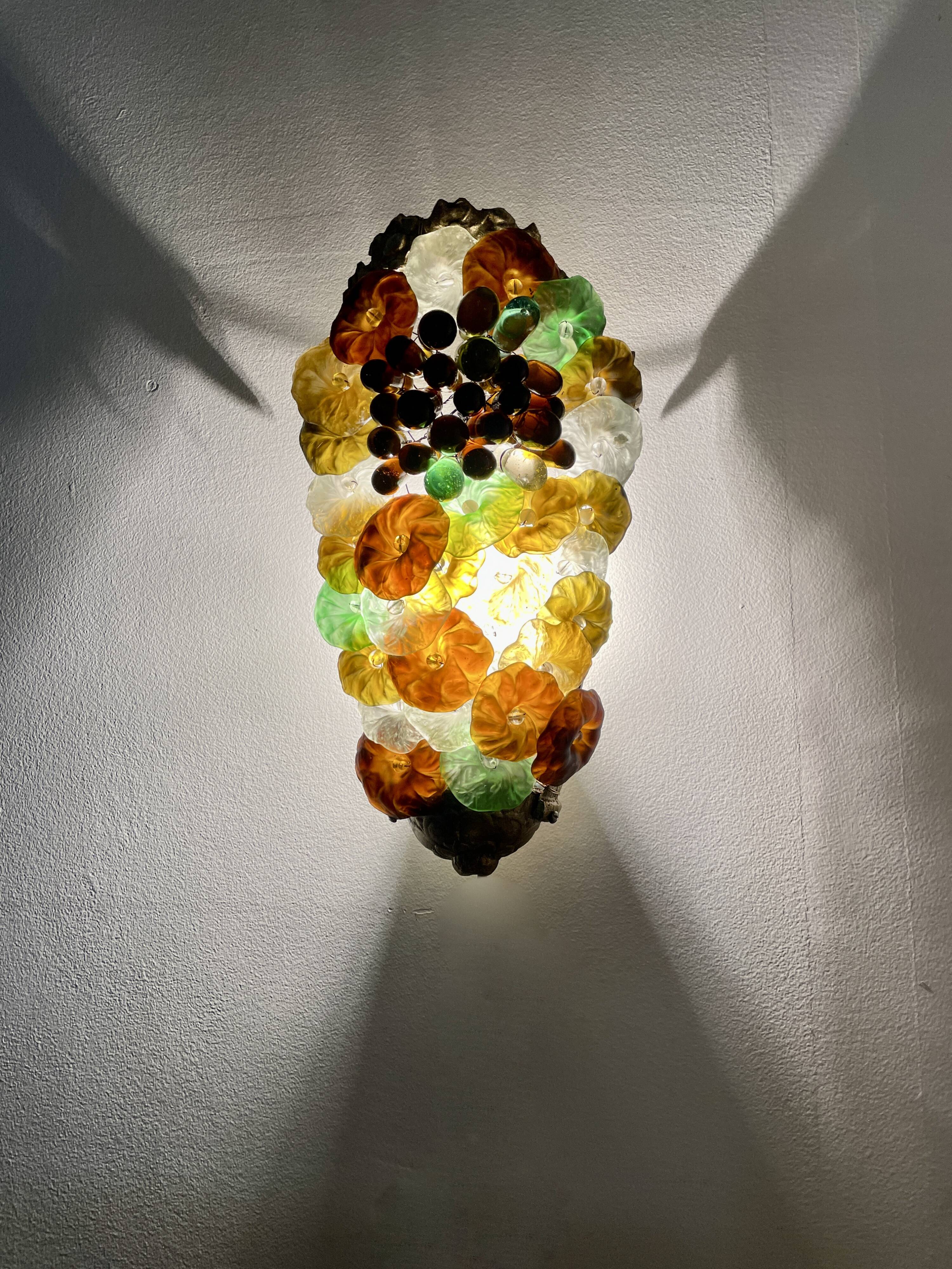Art Nouveau wall light, Murano glass 1900