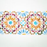 Original watercolor Arabic tile. Arabic tile painting. Watercolor Mozarabic pattern. Mozarabic pattern.