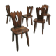 Suite de 5 chaises en orme massif, 1950