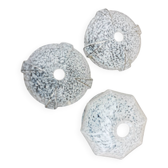 small white speckled globes clichy glass