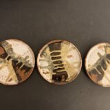 Set of 3 Danish Waldorff cups and 3 saucers in glazed stoneware
