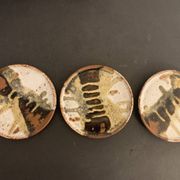 Set of 3 Danish Waldorff cups and 3 saucers in glazed stoneware