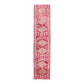 Couverture turque vintage rose géométrique nouée à la main 80x361