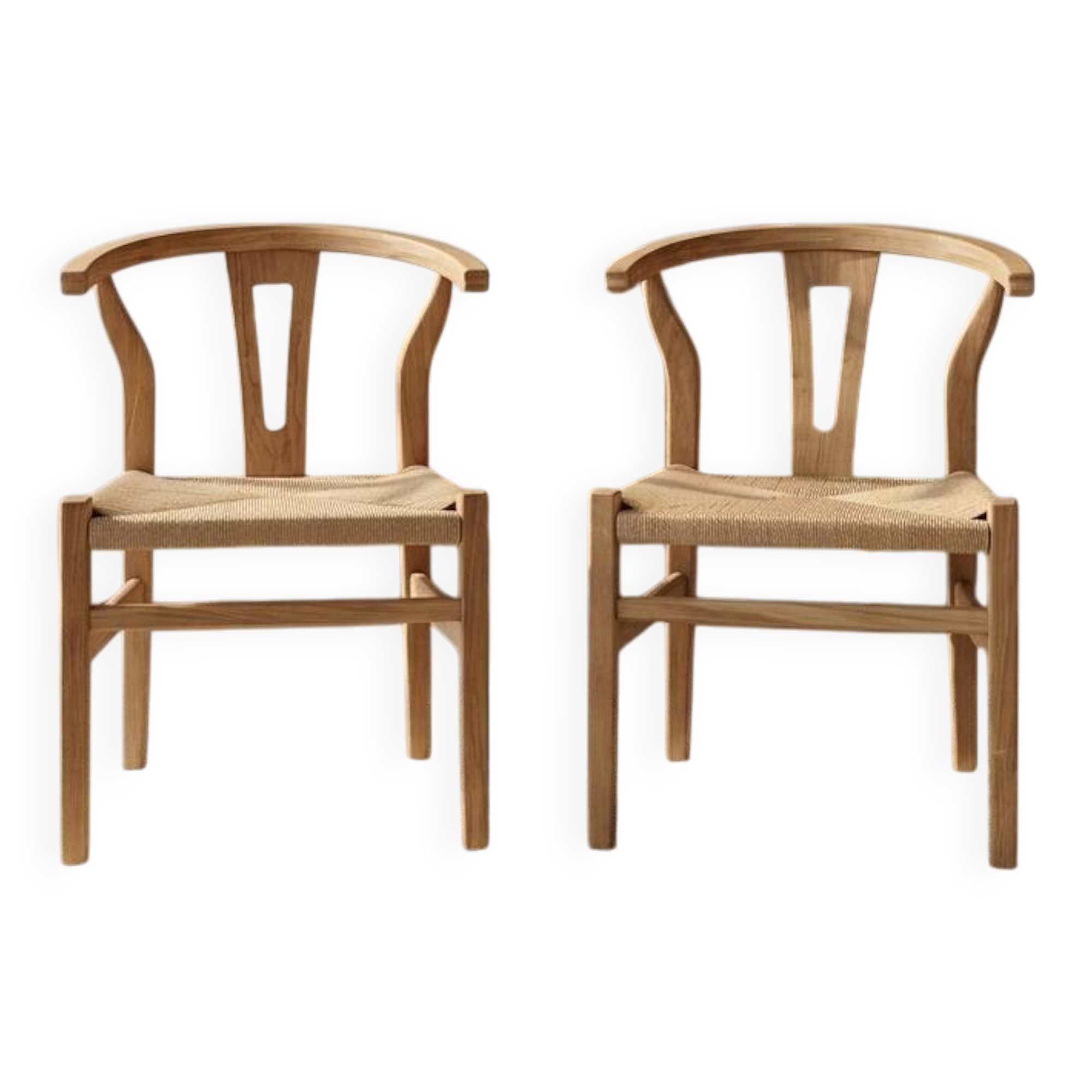 Paire de chaises style "Wishbone" – Chêne & cordage