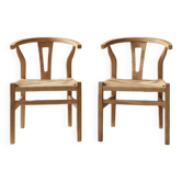Paire de chaises style "Wishbone" – Chêne & cordage