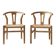 Paire de chaises style "Wishbone" – Chêne & cordage