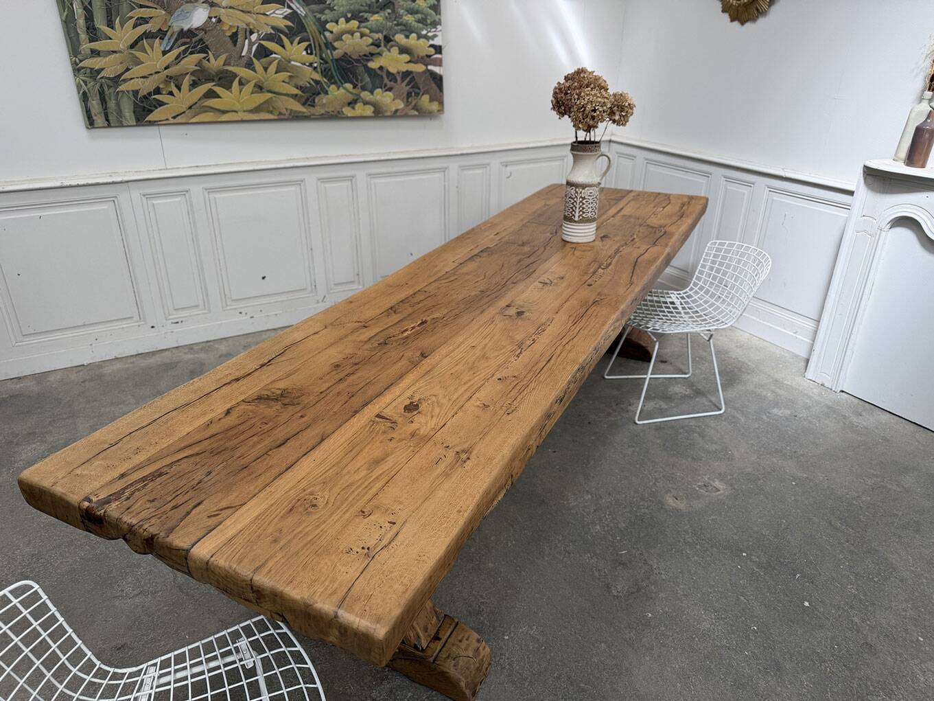 Oak table, monastery-style table.