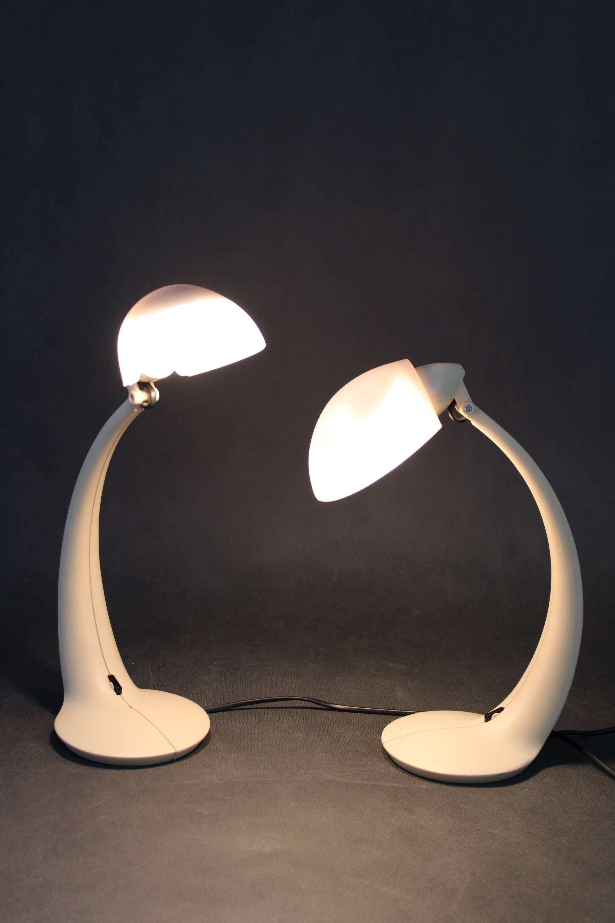 1970s Pair of Veneta Lumi Table Lamps  model Virgola, Italy