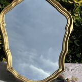 Vintage Golden Wood Carved Mirror in Louis XV Style