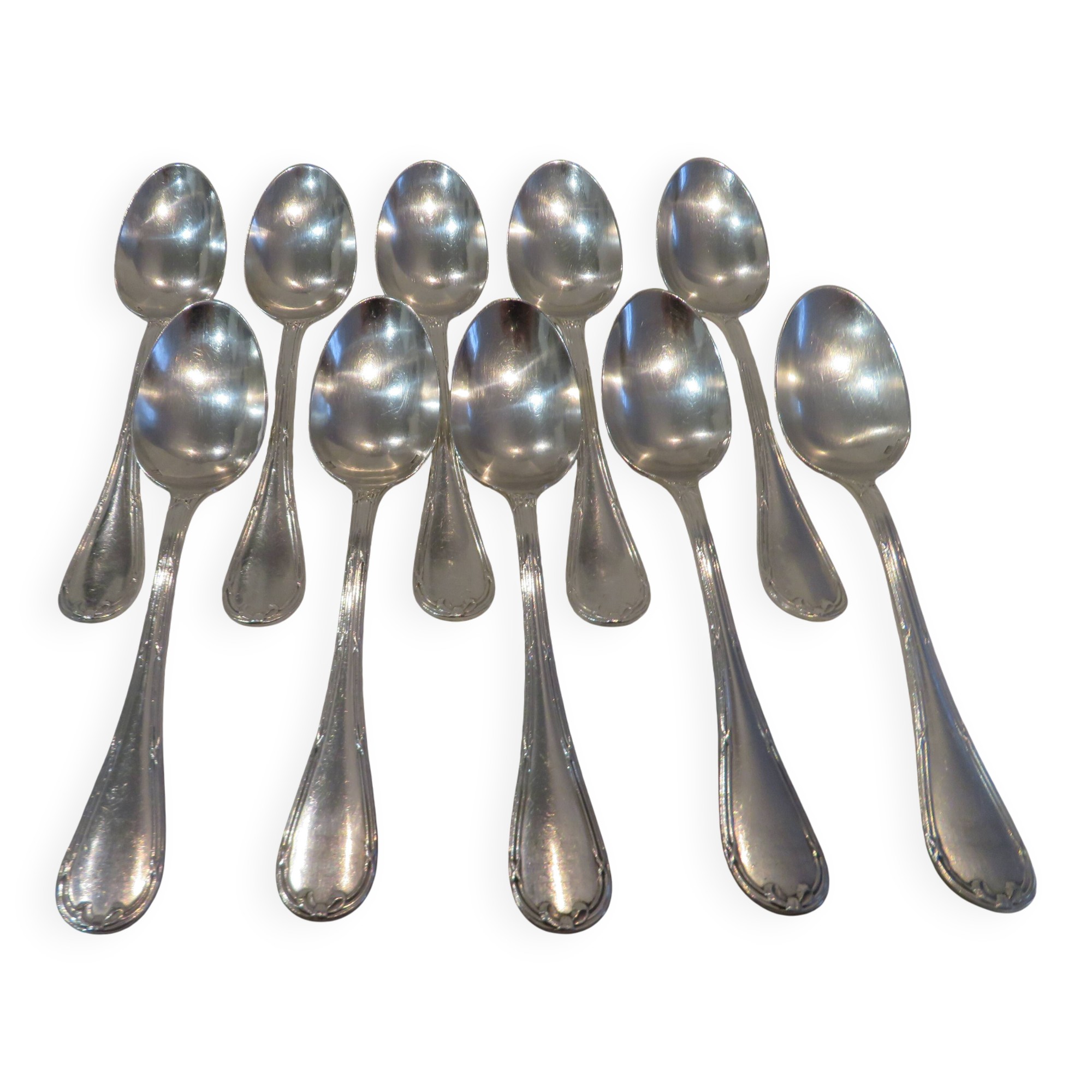 10 silver-plated coffee spoons by Christofle Rubans Louis XVI