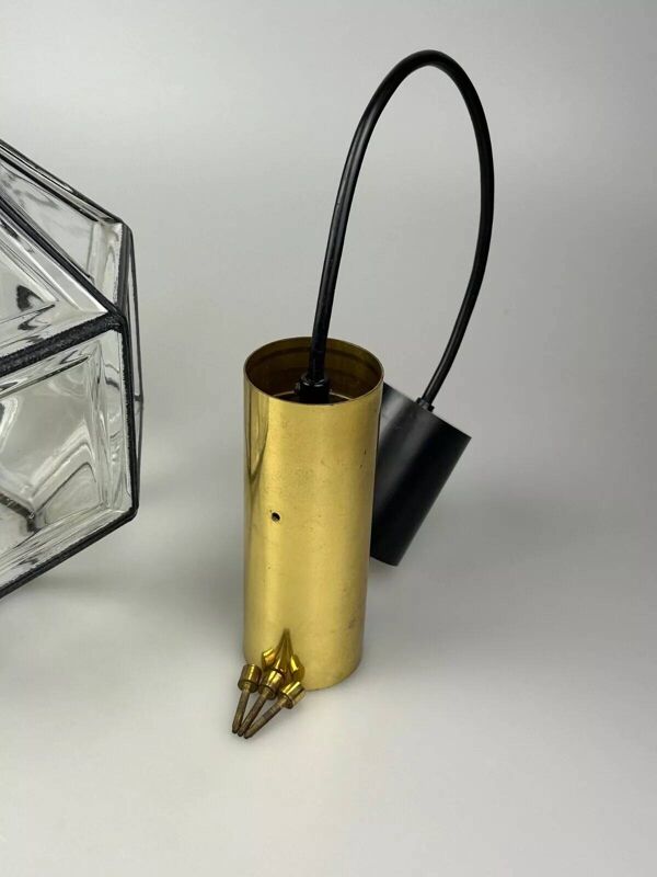 Suspension Glashütte Limburg en verre et laiton, Allemagne 1960-1970