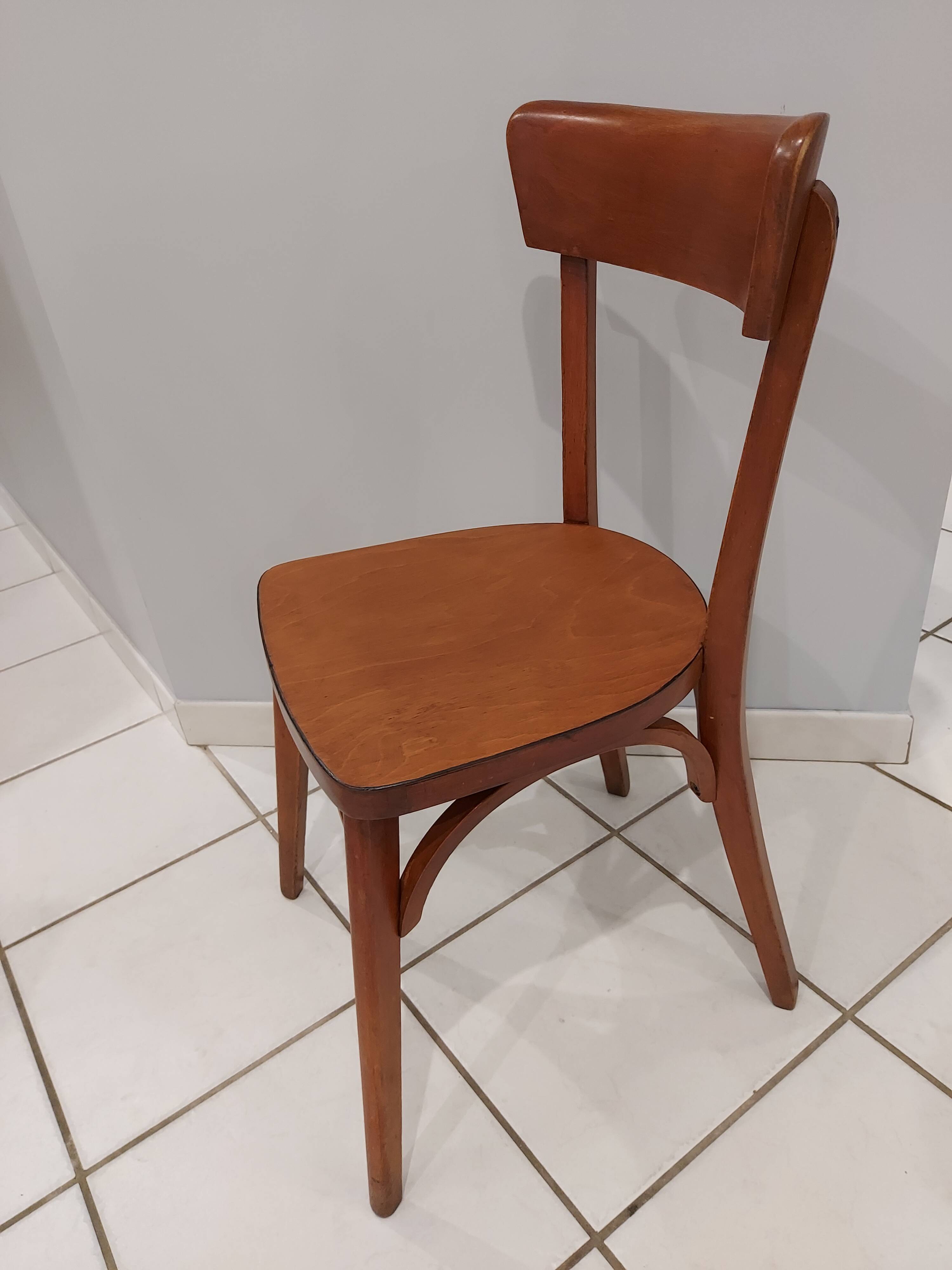 Suite de 6 chaises de Bistrot Baumann vintage 1960
