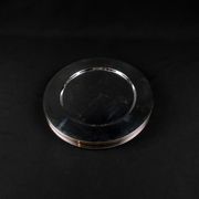 Set of 8 round serving platters or saucers in vintage stainless steel