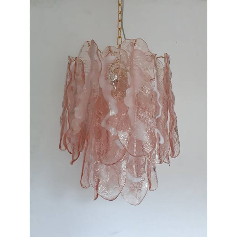 Murano Glass "Spider" Sputnik Chandelier in Pink and White