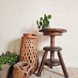 Adjustable old wooden stool