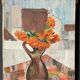 Oil on canvas still life bouquet of flowers mid 20th century