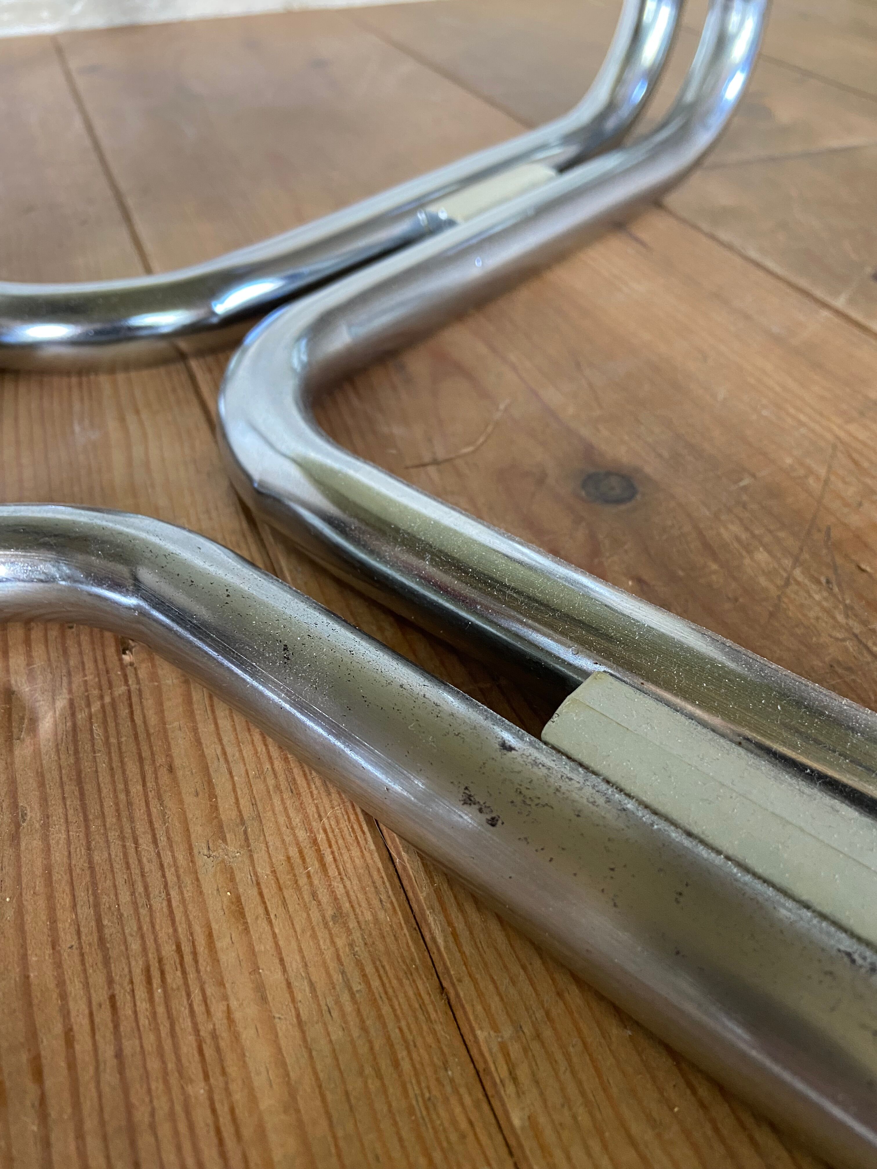 Coffee table chrome and smoked glass round 70s space age