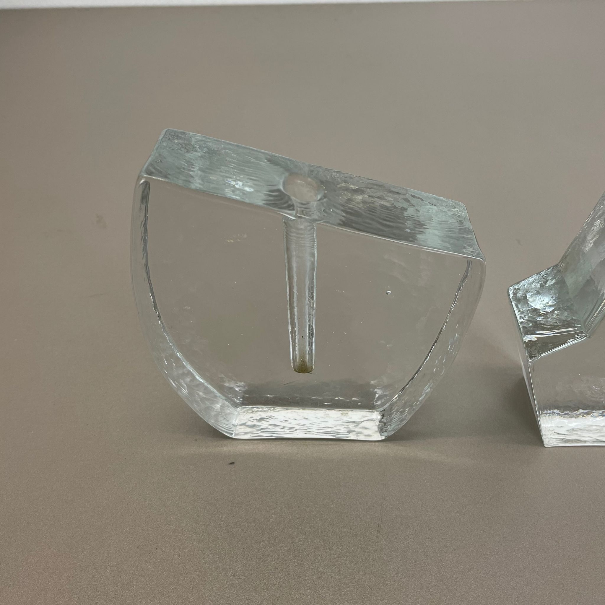 Set of 2 "brutalist" rock glass vases, germany 1970