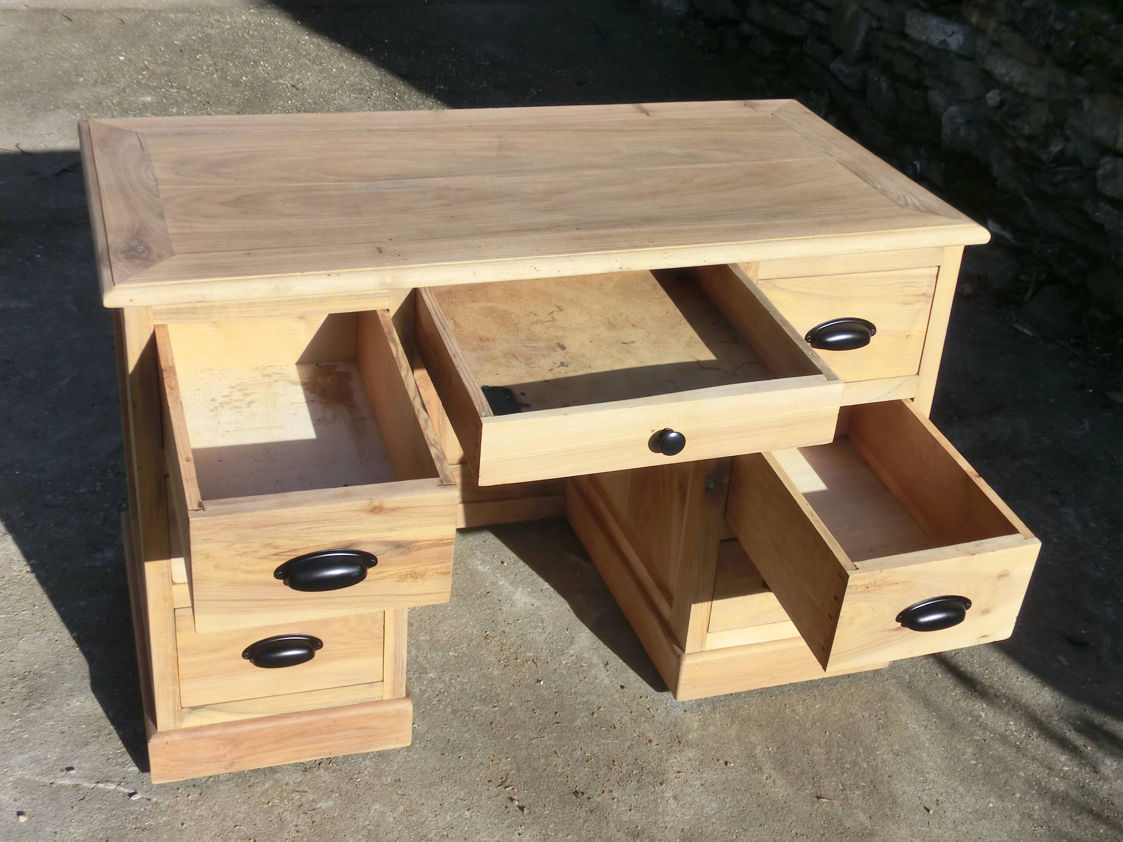Magnificent old professional desk counter made of solid light walnut.
