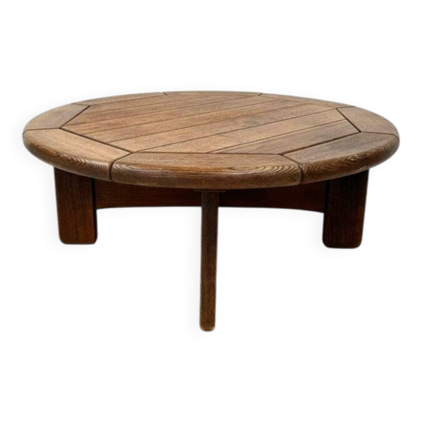 Table basse vintage de style brutaliste danois en chêne, années 1960