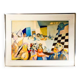 Tableau cubo-surréaliste, technique mixte sur papier