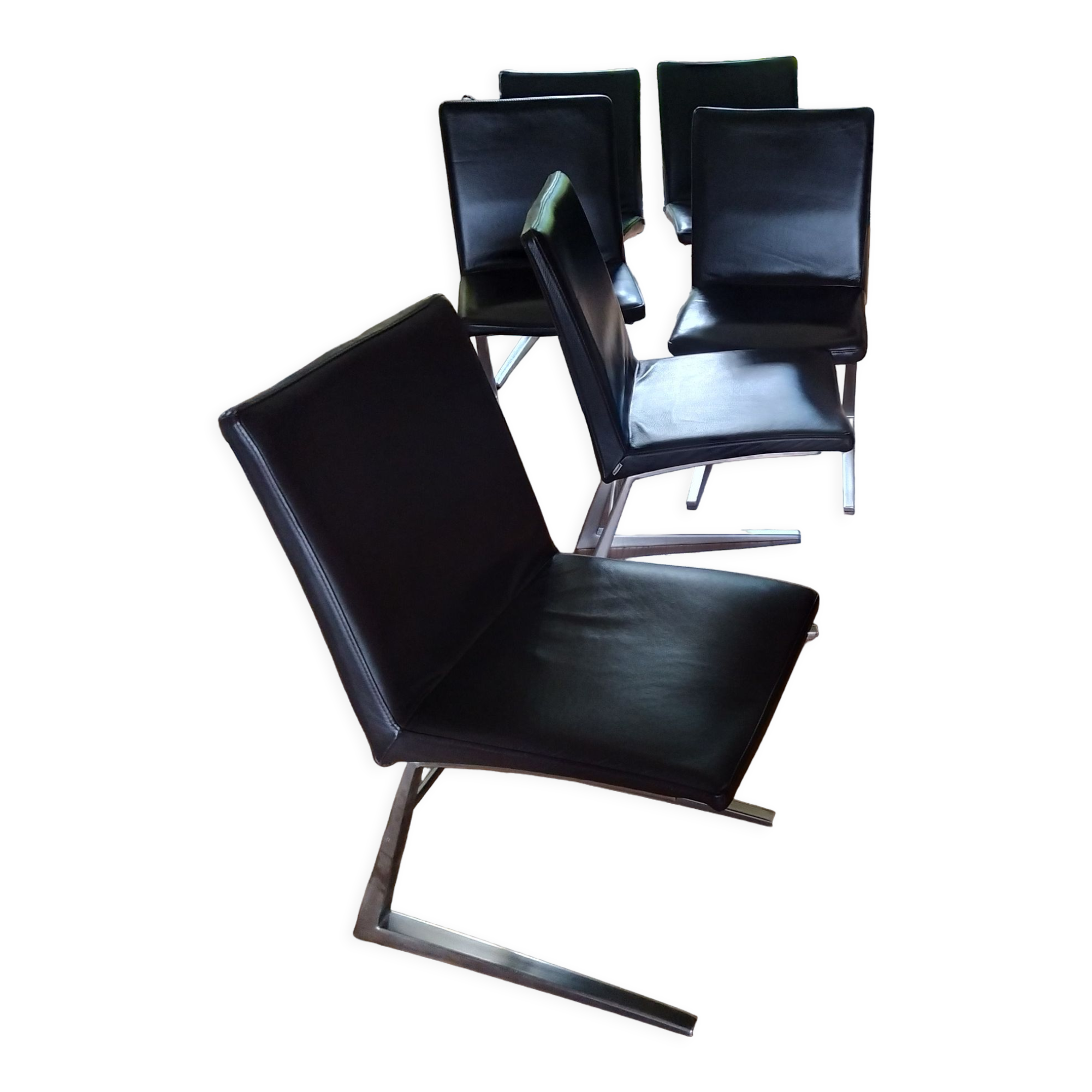 6 leather chairs mariposa deluxe boconcept | Selency