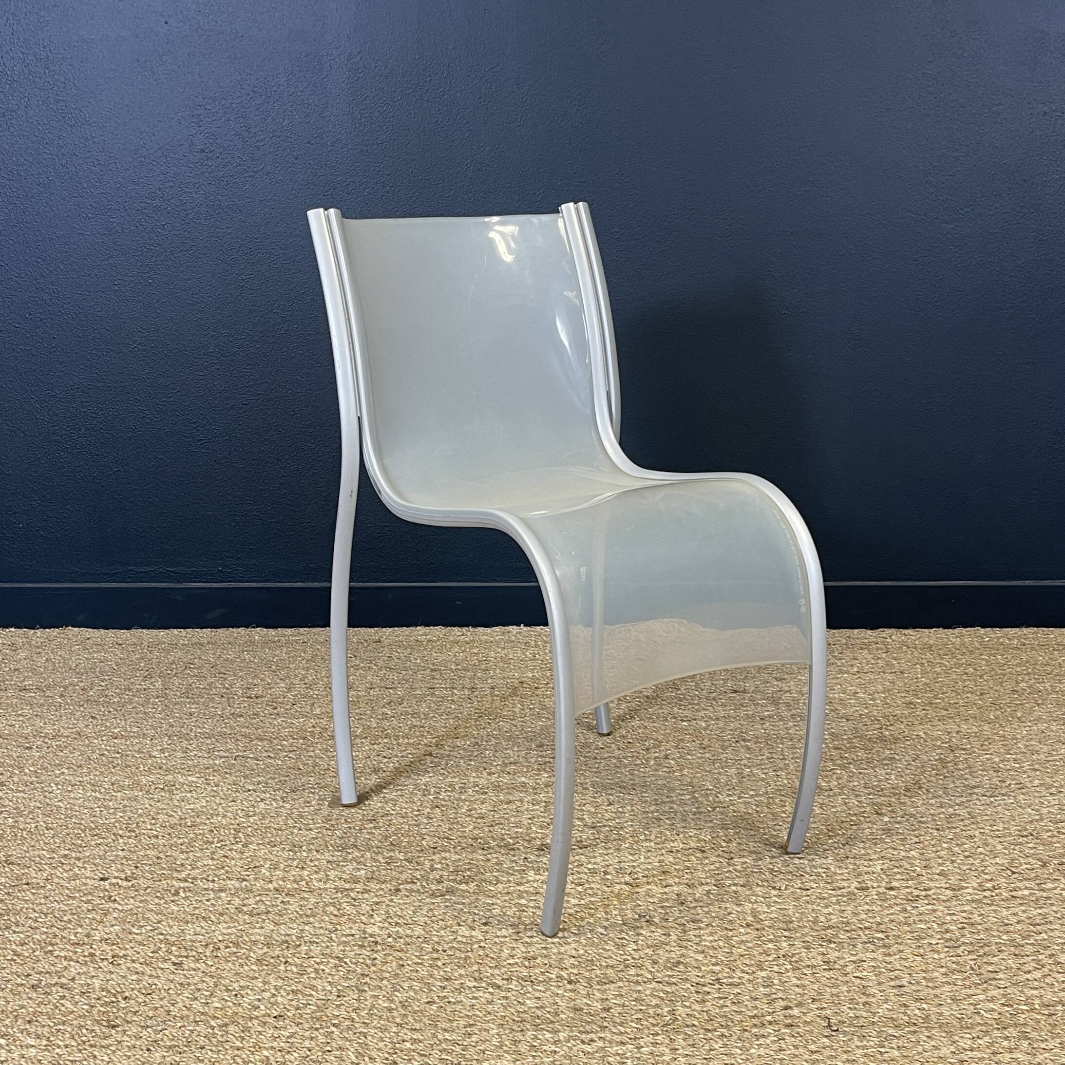 Set of 4 FPE chairs by Ron Arad for Kartell translucent grey 2000s Italy