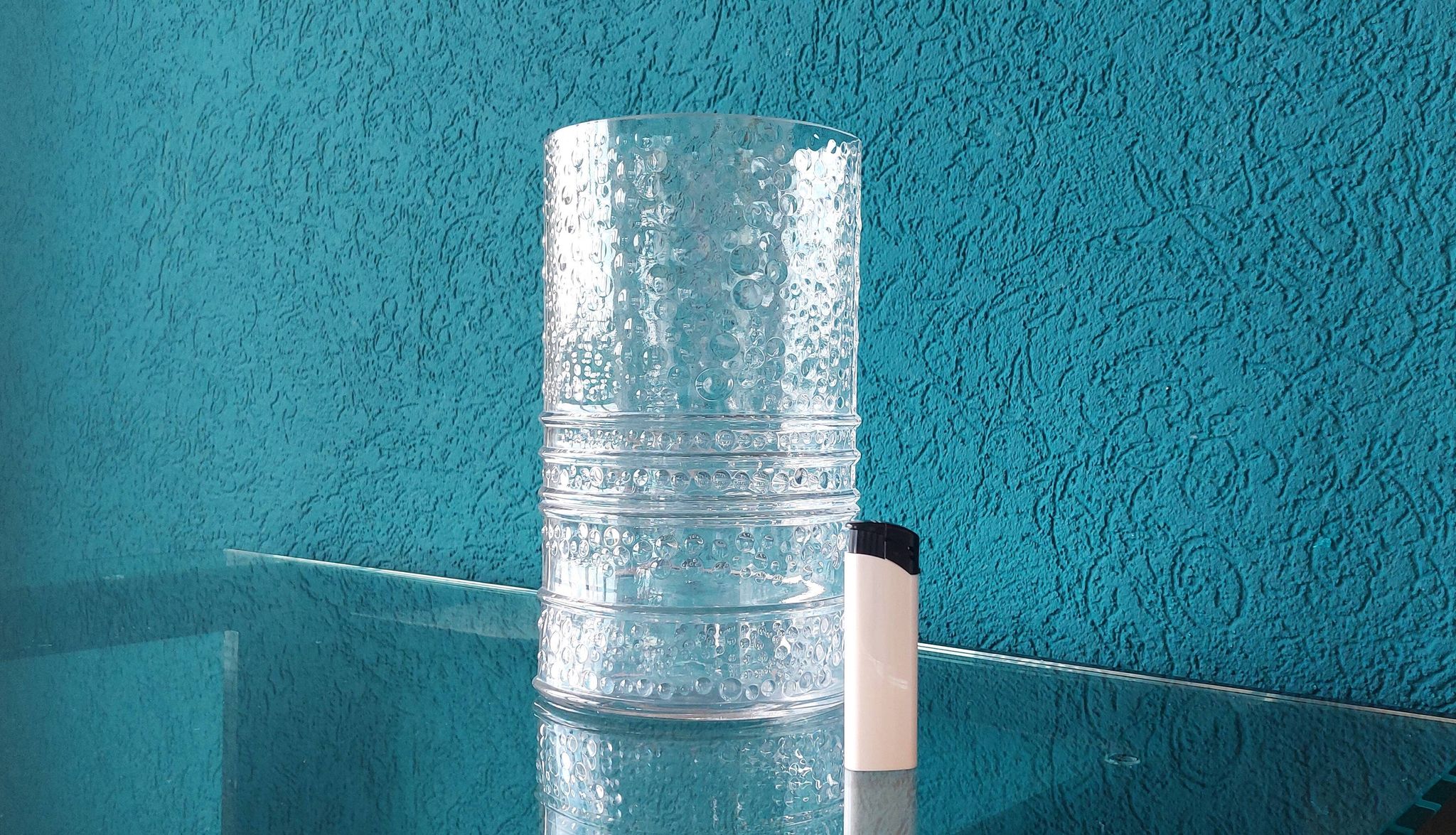 Vintage Structured Glass Vase by Willem Heesen for Leerdam Glass Factory