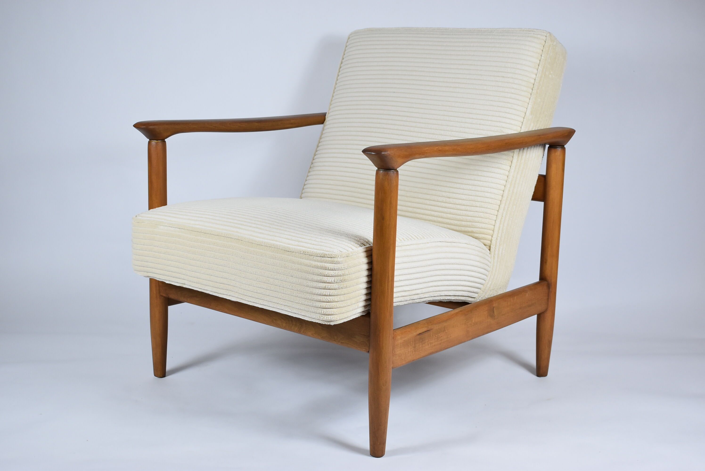 Original scandinavian armchair, renovated, 1960s, teak, beige Cord