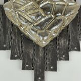 60's 70's Brutalist Wall Lamp Iron & Glass Wall Sconce