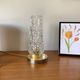 Vintage tulip-shaped table, desk, and bedside lamp with antique glass shade and brass base