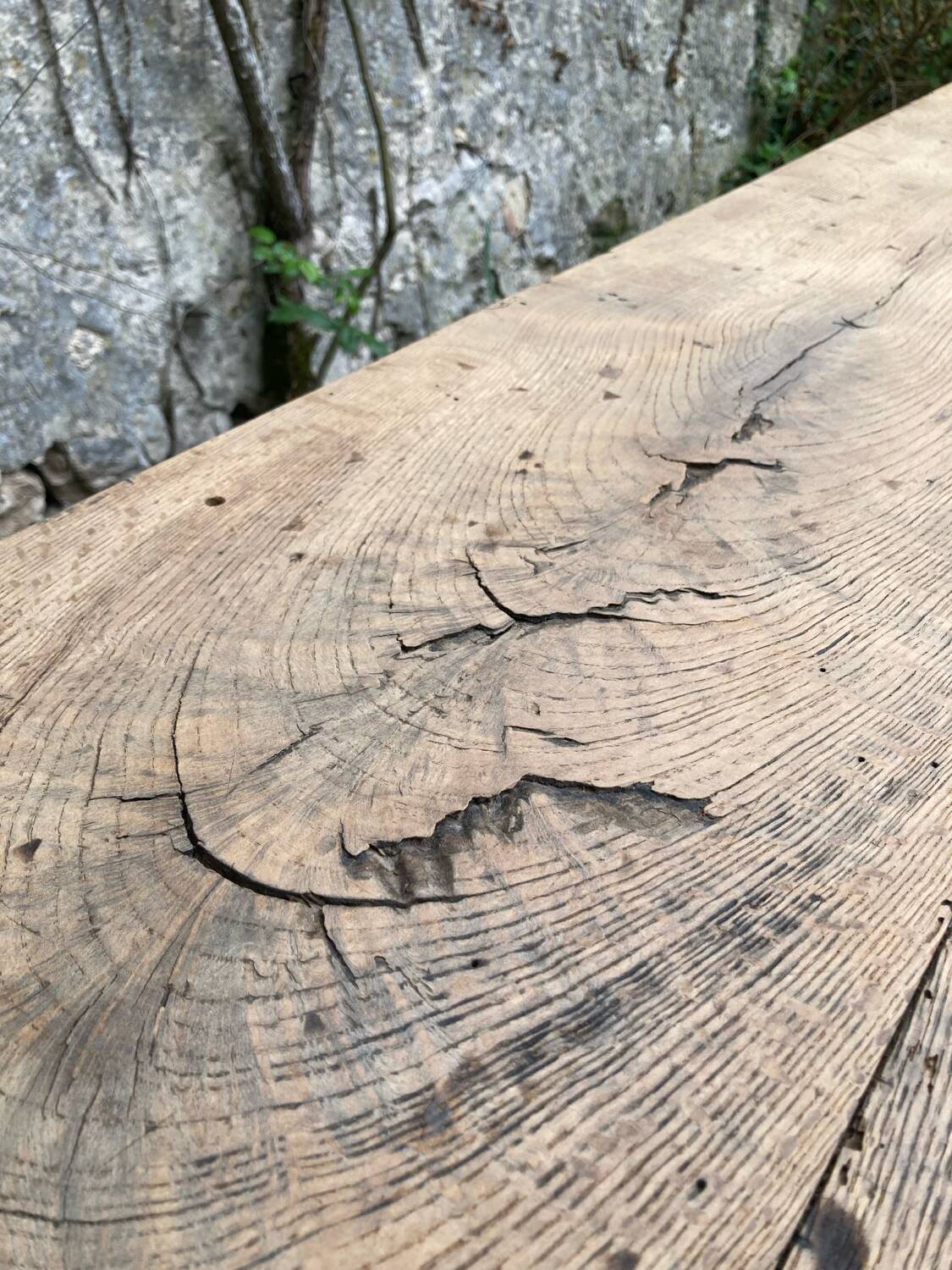Old farmhouse table made of solid wood