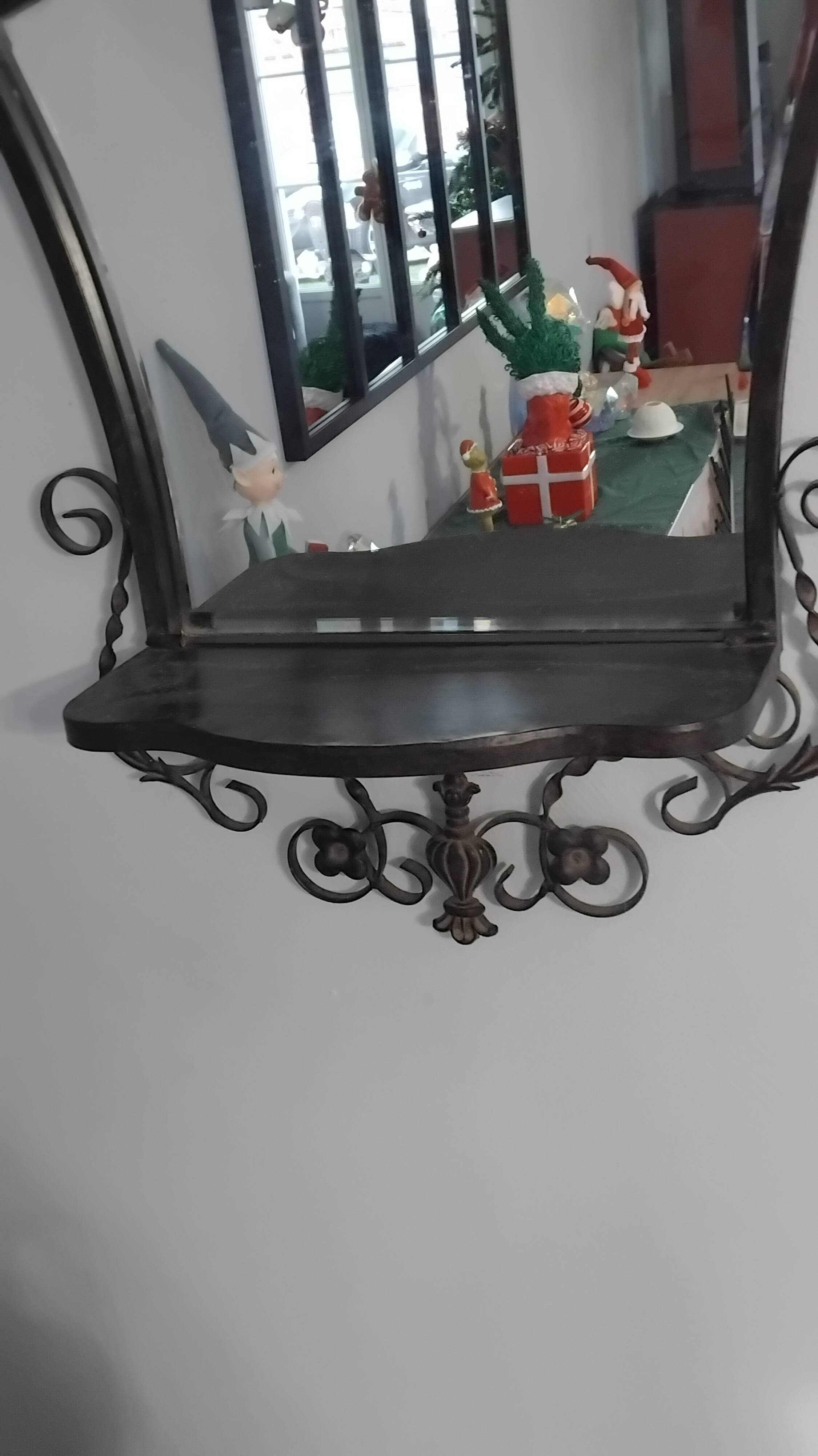 Vintage wrought iron entrance wall mirror