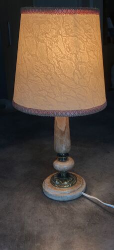 Lampe ancienne pied en pierre d’onyx et laiton 40 cm