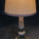 Lampe ancienne pied en pierre d’onyx et laiton 40 cm